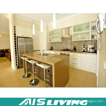 White Lacquer with Artificial Quartz Kitchen Cabinets Design (AIS-K363)